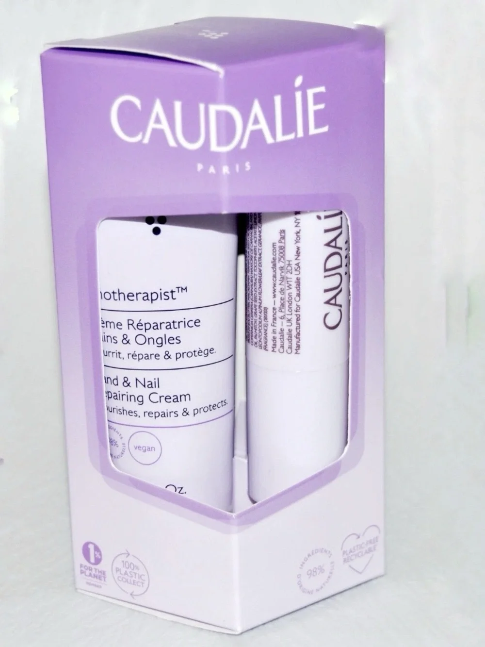 DUO Caudalie Vinotherapist Hand & Nail Repairing Cream 30ml + Lips Care 4.5g NEW